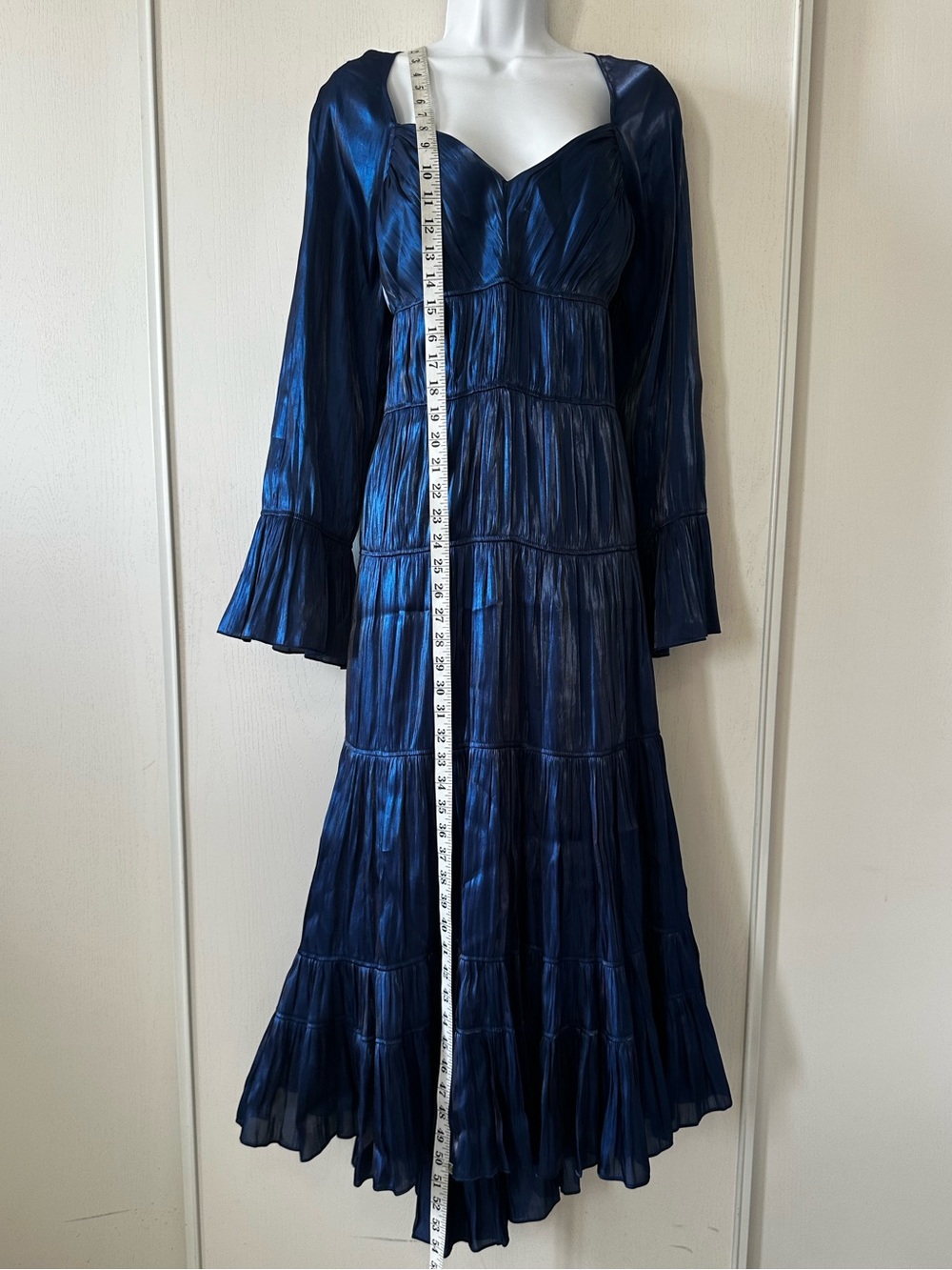 CINQ a SEPT Blue Romantic Nina Hi Lo Midi Tiered Ruched Eclipse Dress- Size 6 - Picture 12 of 12